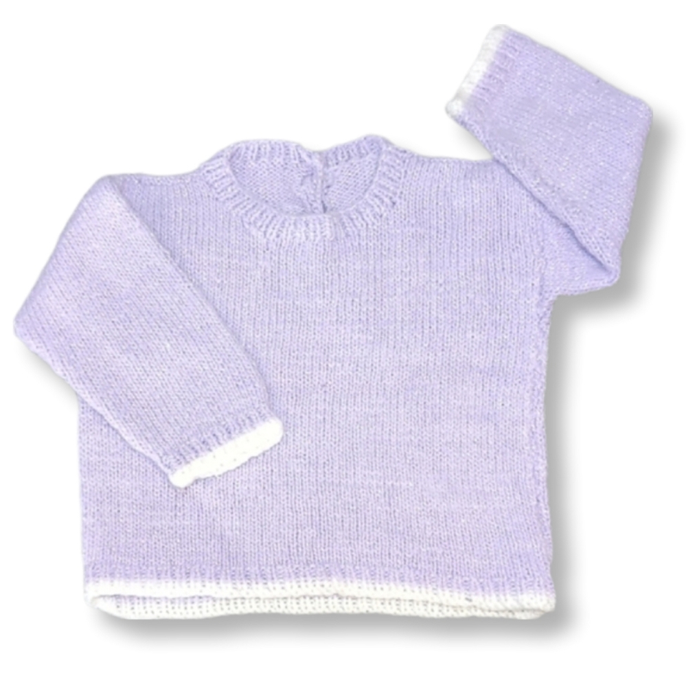 Vintage Handmade Sweater 12m 18m Baby Girl Spring Winter Purple Knit Pullover